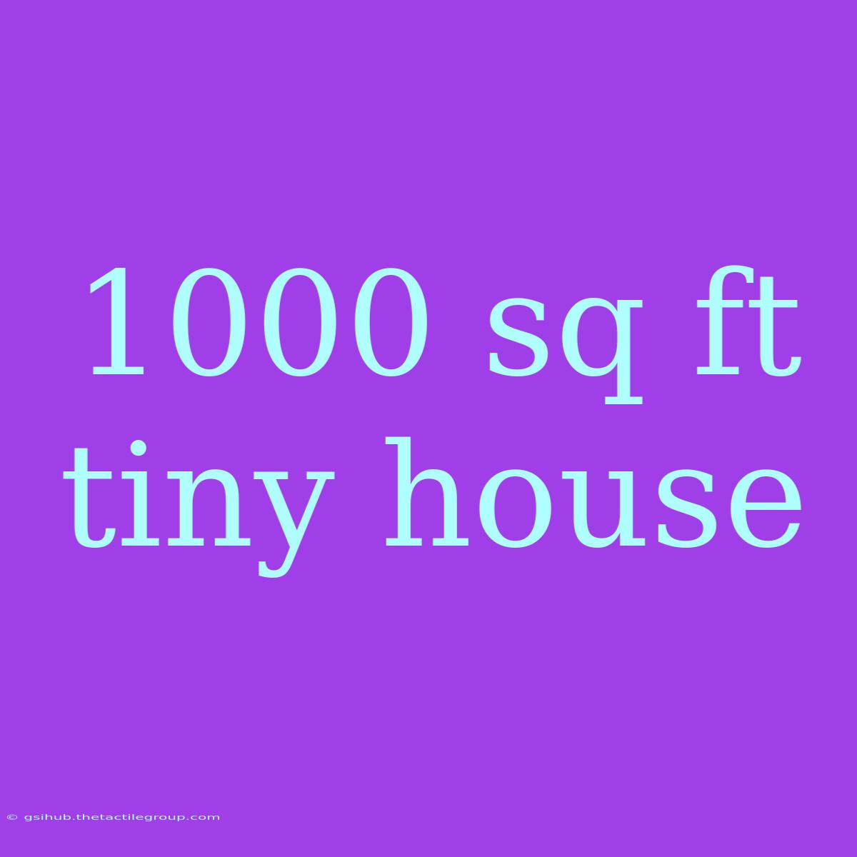 1000 Sq Ft Tiny House