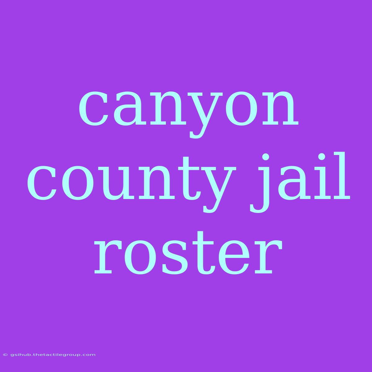 Canyon County Jail Roster