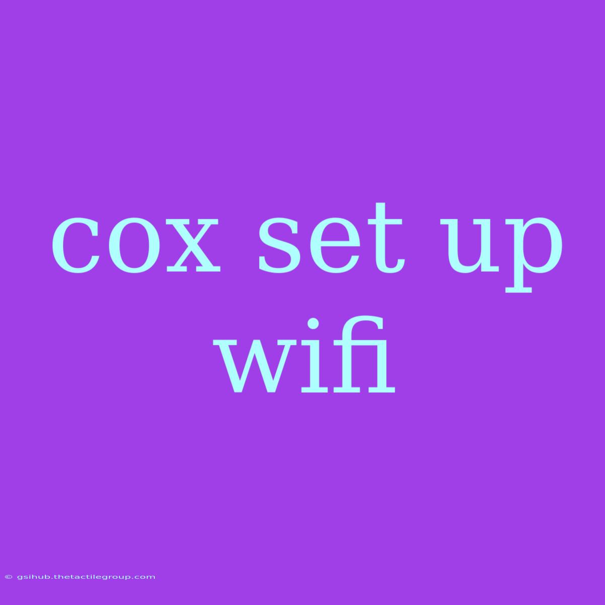 Cox Set Up Wifi