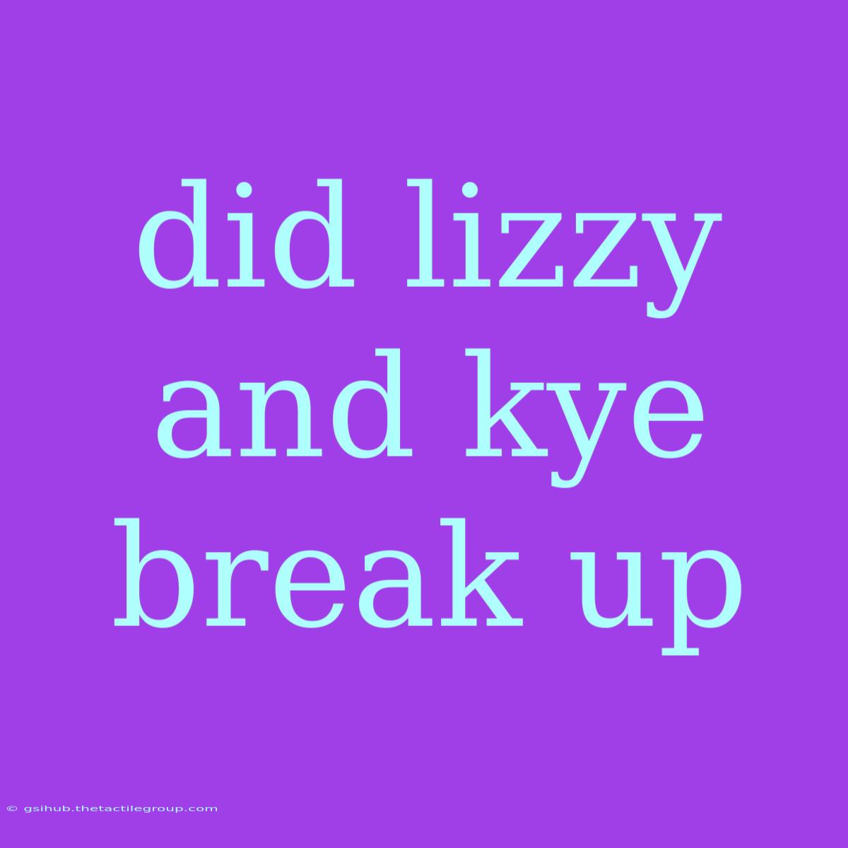 Did Lizzy And Kye Break Up