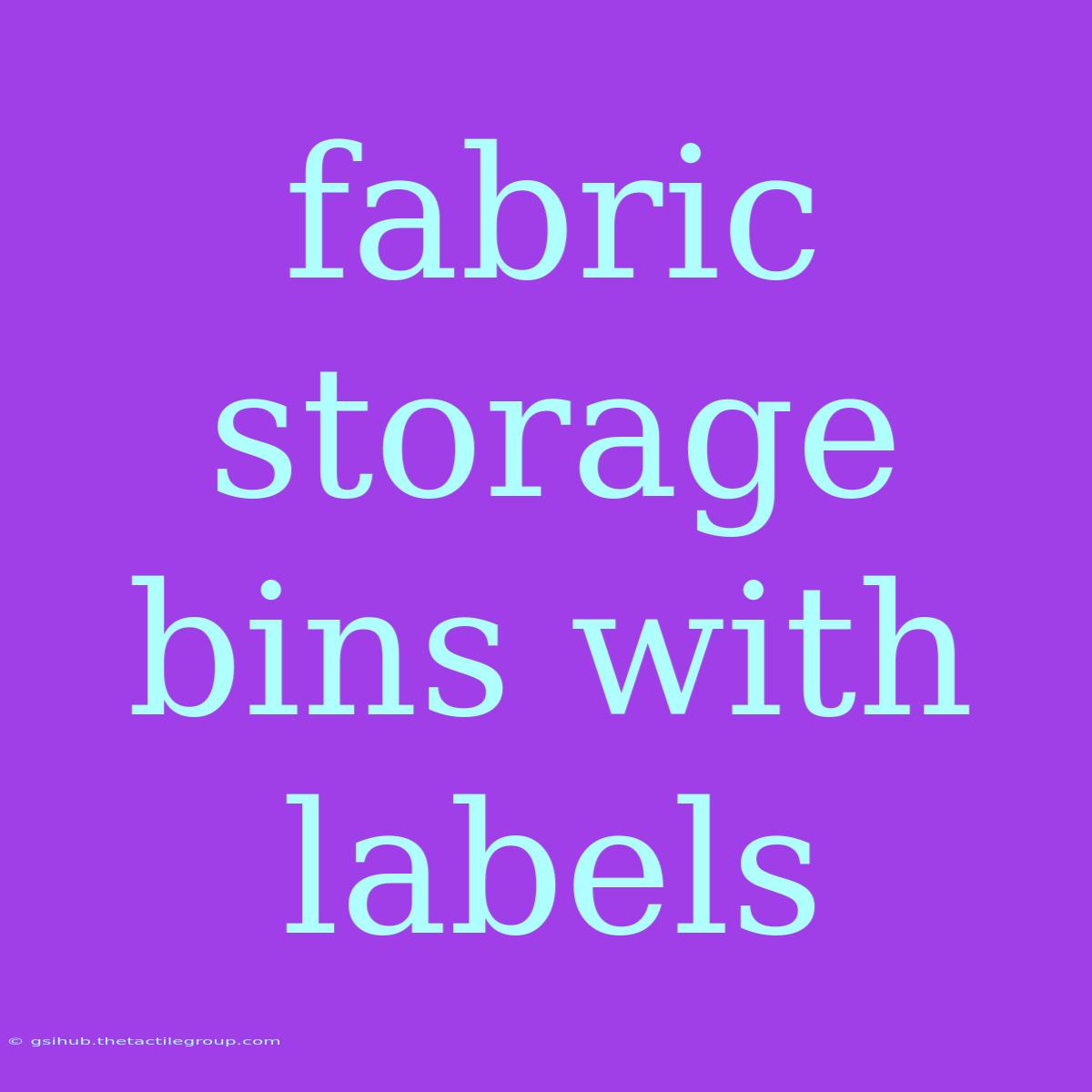 Fabric Storage Bins With Labels