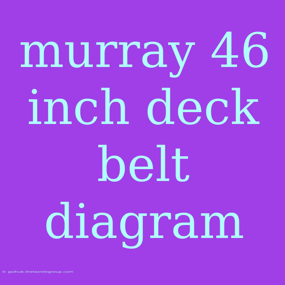 Murray 46 Inch Deck Belt Diagram