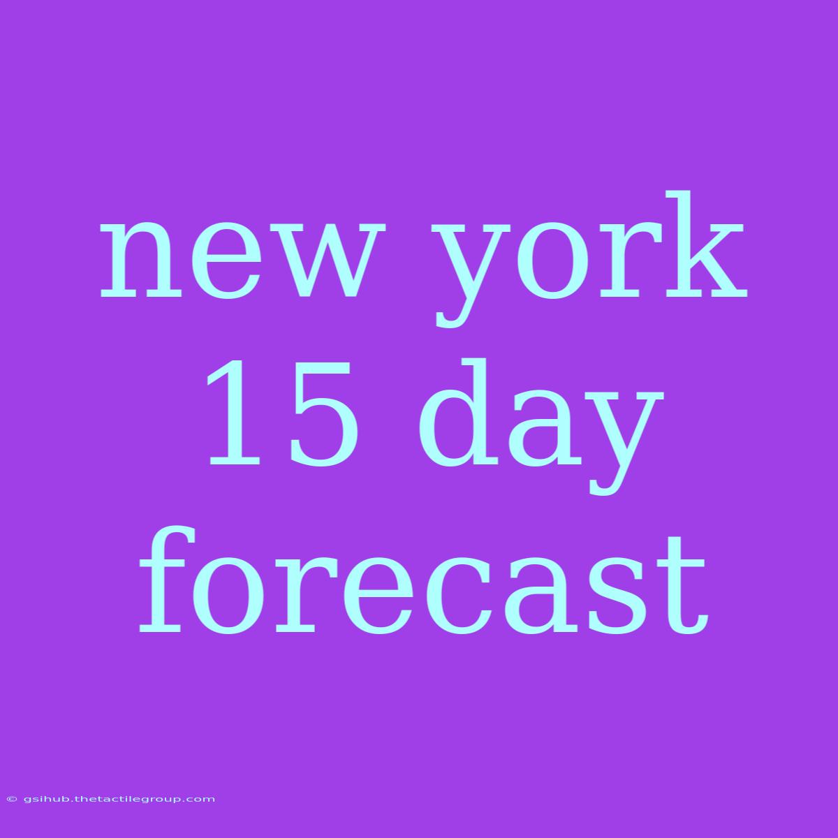 New York 15 Day Forecast