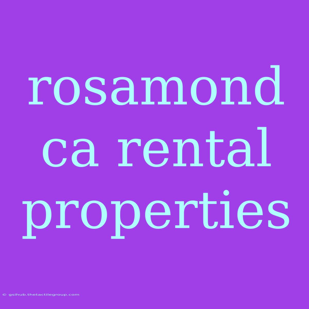 Rosamond Ca Rental Properties