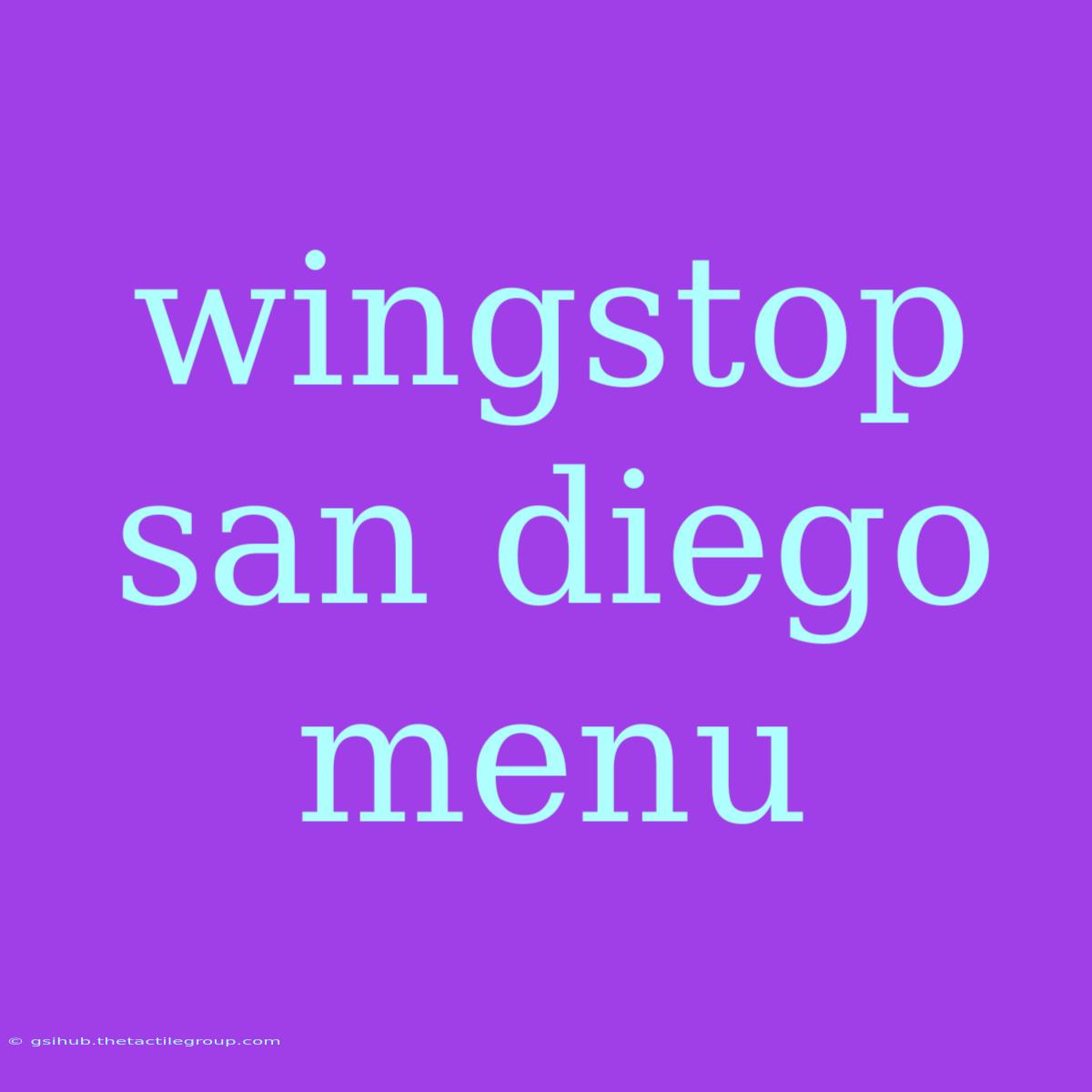 Wingstop San Diego Menu